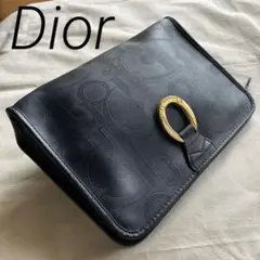 Dior ディオール クラッチバッグ 紺色 ヴィンテージ ゴールド金具