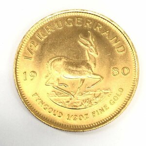 K22　金貨幣　南アフリカ　クルーガーランド金貨　1/2オンス　重量16.9g【CEAA7052】