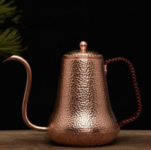 高品質純銅コーヒーポット制コーヒー器具銅イメージ紫銅ハンマー紋コーヒーポット細口ポットコーヒーポット900ML