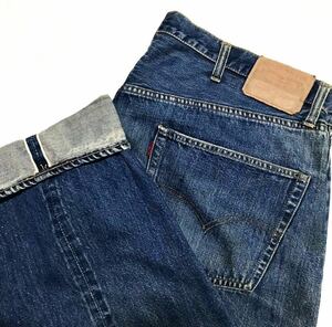 【60s】LEVIS 501 BIGE オリジナル vintage USA製 リーバイス ビッグE ヴィンテージ ジーンズ 濃紺　ヒゲ ボタン裏6 足長R 赤耳 66 前期