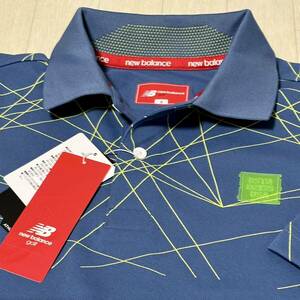 新品★ニューバランス ゴルフ New Balance Golf グラフィックデザイン 吸汗速乾 半袖ポロシャツ/ブルー/サイズ5(L)/送料185円