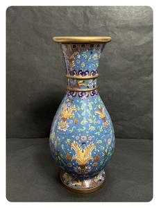 ● コレクター必見 七宝 花瓶 花入 高さ約26cm 金属工芸 華道具 飾り 置物 インテリア 雑貨 工芸品 ma849