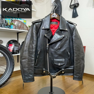 ☆KADOYA HEAD FACTORY カドヤ ヘッドファクトリー 純国産 ダブルライダースジャケット ブラック/Ｌ相当 ハードステアタイプ