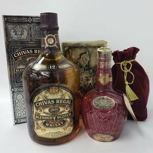 M26796(052)-594/NJ5000　酒　２本まとめ　CHIVAS REGAL 12年 BLENDED SCOTCH WHISKY シーバスリーガル/ROYAL SALUTE 21年 箱付き