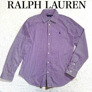 RALPH LAUREN ラルフローレン シャツ ブラウス 長袖 ストライプ スリムフィット 14 185/108A XL レディース C52409-11