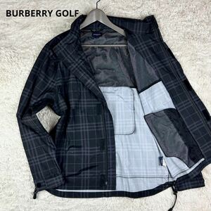 BURBERRY GOLF バーバリーゴルフ ジャンパー アウター メンズ ジャケット ノバチェック柄 ダブルジップ フード フード収納 ブラック 黒