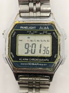 SEIKO ALBA Y735-4400 セイコーアルバ デジタル腕時計 傷汚れ破損 状態悪い 中古動作品 149 5