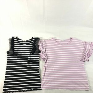 ■branshes《美品》150cmサイズ 女の子むけ ボーダー柄 カットソー ２点セット