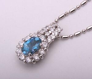 《質屋出品》Pt850/900★天然タンザナイト0.35ct＋ダイアモンドネックレス★C-4206