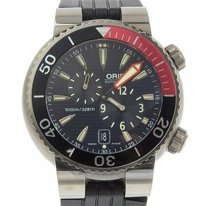 1円 稼働 オリス ORIS 649-7541P 自動巻き レギュレーター 黒文字盤 SS×ラバー メンズ 腕時計