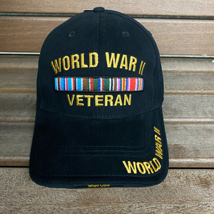 アメリカ老舗ブランド ROTHCO ロスコ WORLD WARSⅡ VETERAN 軍人 ミリタリーキャップ 黒 サイズ調節可 ボールキャップ 刺繍ロゴ 