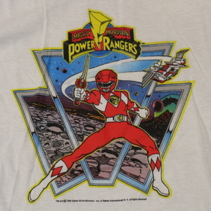 新品 Dead Stock 90s USA製 POWER RANGERS パワーレンジャー Tシャツ XL Red Ranger ロゴ キャラクター スーパー戦隊シリーズ ヴィンテージ