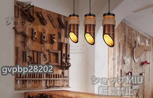 海外輸入品ロフトスタイル 麻ロープ 竹チューブ Droplight LEDペンダントライト ダイニング ペンダントライト110V - 220V用 和風1灯