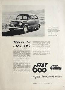 稀少！1955年フィアット広告/Fiat 600/イタリア車/旧車/Z