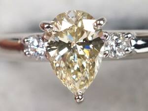 【3799M】鑑定書付 Pt900プラチナ 上質 天然ダイヤモンド N/VVS-2/0.526ct/0.09ct/3.3g リング 指輪 ♯11