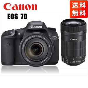 キヤノン Canon EOS 7D EF-S 15-85mm USM EF-S 55-250mm STM ダブルレンズセット デジタル一眼レフ カメラ 中古