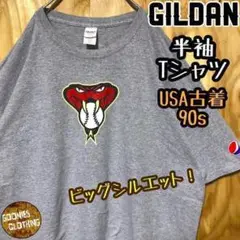 ギルダン 野球 グレー USA古着 90s 半袖 Tシャツ ペプシ コーラ 蛇