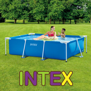 INTEX プール 大型 正規品 インテックス レクタングラ フレームプール 家庭用 プール 強化ビニール3層構造 260cmX160cmX65cm 28271
