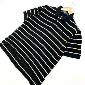 ポロラルフローレン ☆ POLO RALPH LAUREN ボーダー柄 ポロシャツ XL ブラック ベージュ 意外とないカラーリング♪ 定番 アメカジ■FA174