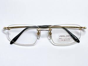 ふちなし 日本製 メガネ ★ チタン 軽量 ゴールド ★ ツーポイント 男性用 メガネフレーム 