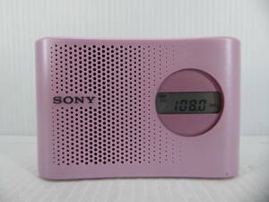 ★☆SONY ワイドFM対応 FM/AMコンパクトラジオ ICF-M55 ピンク 動作品 オマケ新品電池付き☆★