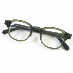 未使用品□MONCLER モンクレール ML5184-D-096 ロゴ金具 メガネ 眼鏡 アイウェア クリアグリーン 46□22-145 デモレンズ 保存袋付き 伊製
