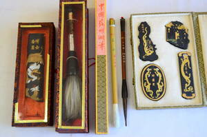 中国 古墨 筆 まとめ 9点セット 未使用品あり 中国古玩 骨董 書道具