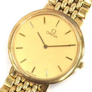 オメガ デビル クォーツ 腕時計 メンズ ラウンドフェイス ゴールドカラー文字盤 純正ブレス OMEGA QR052-266