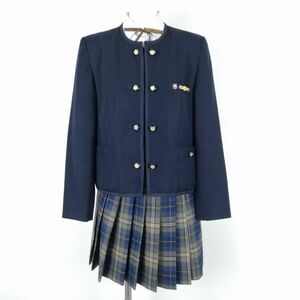 1円 ジャケット ミニスカート 紐タイ 上下4点セット 冬物 女子 学生服 大阪桐蔭中学高校 東京田無高校 紺 制服 中古 ランクC NA1624