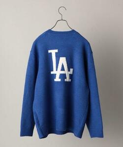 M/SHIPSシップス/WEB限定/ROOTSルーツ×MLBメジャーリーグ別注/バックロゴ/ニット/LA/ロサンゼルスドジャース/LOS ANGELS DOGERS/ブルー 