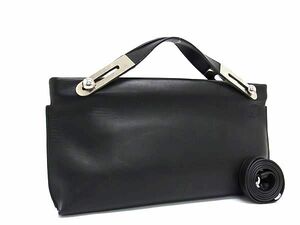 1円 ■美品■ LOEWE ロエベ アナグラム ミッシー レザー 2WAY ハンドバッグ ショルダー 肩掛けかばん レディース ブラック系 AY1750