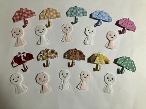 ハンドメイド　折り紙　梅雨飾り　10個セット　てるてる坊主　傘　壁面飾り　幼稚園 保育園 介護施設 