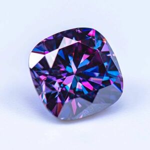 ラボ クッションカット インペリアルパープルダイヤモンド 1ct 宝石 輝き 高品質 宝石シリーズ スクエア形状 モアッサナイト 証明書付 C727