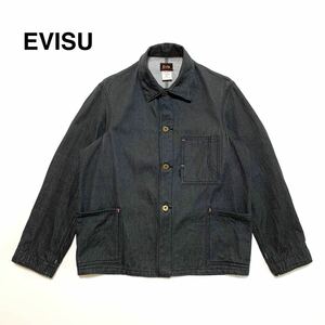 ☆良品 エビス エヴィス EVISU 90s ハウスタグ ヴィンテージ デニム カバーオール ジャケット 日本製 Gジャン 古着 YAMANE vintage カモメ