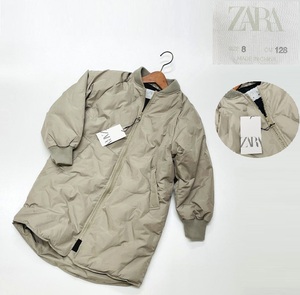 未使用品 /128cm/ ZARA グレー 長袖ジップジャケット キッズ 男の子 女の子 レディース タグ カジュアル アウター 可愛い デイリー ザラ