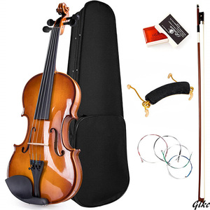 バイオリン, フルサイズ4/4 肩当て、バイオリン弓、ハードケース、ロジン、エクストラストリング ソリッドウッド 初心者入門セット