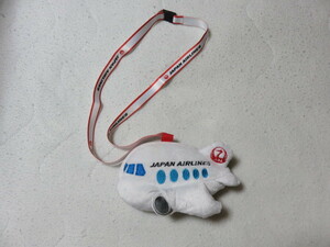  JAL 日本航空 ミニポーチ 小物入れ サイズ165-100-55㎜ 刺繍 カード入れ 引っぱると外れる安全ストラップ お土産 未使用