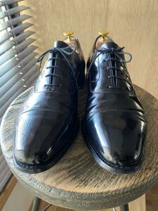 ジョンストンアンドマーフィー 9 1/2(約27.5cm)革靴 ストレートチップ ビジネスシューズ 紳士靴 ブラック 