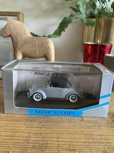 MINICHAMPS 1/43scale Volkswagen Hebmueller Cabriolet 1949 カブリオレSOFTTOP グレー ミニチャンプス シルバーパッケージ 中古