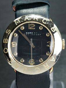 箱付き MARC BY MARC JACOBS マークバイマークジェイコブス MBM1154 アナログ クォーツ 腕時計 ブラック文字盤 レザーベルト 電池交換済み