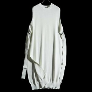 M4927f19　▼HYKE ハイク▼　rib sleeves sweater dress コットンリブニットベスト ホワイト 1 /白 ロングジレ コットンポリエステル 春夏
