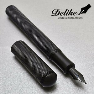 ◆●L【DELIKE/ディライク】真鍮万年筆 POCKET PEN 金属製 ブラック 格子模様 ミニ 重厚 重量感 ブラックペン先 EF(極細) 単品/MN1BKL-EFS