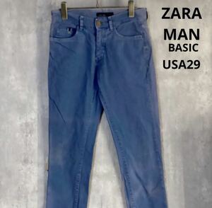 ザラ　ZARA MAN BASIC パンツ　青　USA29 　XS〜