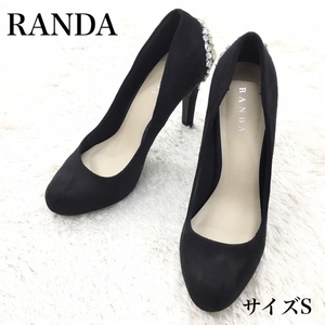 RANDA ランダ パンプス ハイヒール スエード ビーズ装飾 フォーマル レディース サイズS 黒