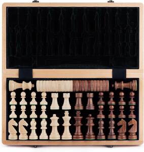Chess Set Only - Standard A&A 15" Wooden Chess Set/Folding Board 