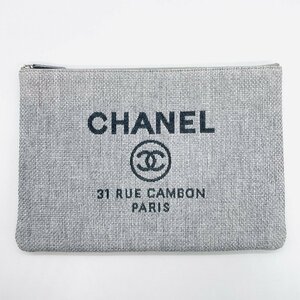 シャネル CHANELドーヴィル クラッチバッグ セカンドバッグ グレー 鞄 カバン バッグ 23番台 2016～2017年 メンズ レディース 6-4-013