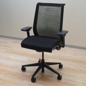 訳アリ スチールケース Steelcase THK-13101 オフィスチェア 肘付き 黒 事務椅子 パソコンチェア メッシュ KK9915-1 中古オフィス家具