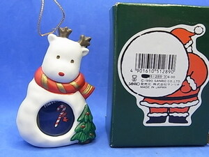 サンリオ 1990年　陶磁器　オーナメント　写真入れ付き【トナカイ】クリスマス　日本製　ヴィンテージ　レア　送料￥220～