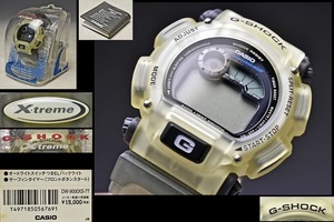 【CASIO カシオ G-SHOCK】X-treme イエロースケルトン DW-9000XS-7T 説明書 ケース付 ELバックライト サーフィンタイマー