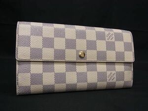 1円 ■美品■ LOUIS VUITTON ルイヴィトン N61735 ダミエアズール ポルトフォイユサラ 二つ折り 長財布 ウォレット アイボリー系 FA7462